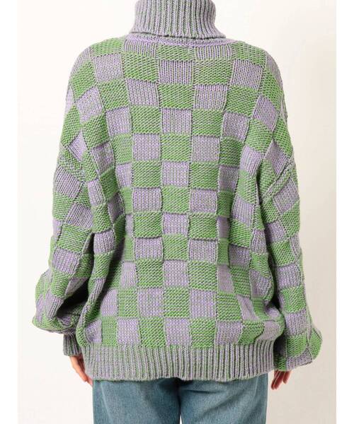 jouetie（ジュエティ）の「チェッカーパターンニット（ニット/セーター・レディース・ブラック/ラベンダー/ピンク・MEDIUM）」の14枚目の写真