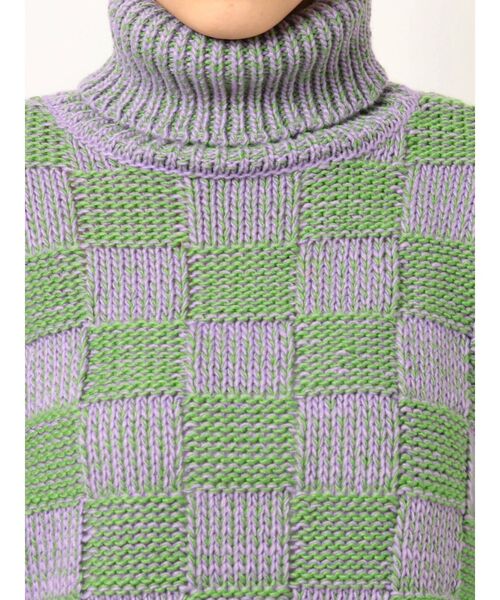 jouetie（ジュエティ）の「チェッカーパターンニット（ニット/セーター・レディース・ブラック/ラベンダー/ピンク・MEDIUM）」の6枚目の写真