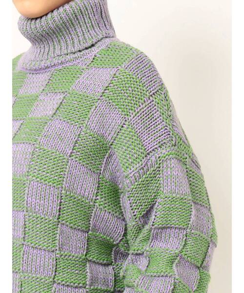 jouetie（ジュエティ）の「チェッカーパターンニット（ニット/セーター・レディース・ブラック/ラベンダー/ピンク・MEDIUM）」の21枚目の写真