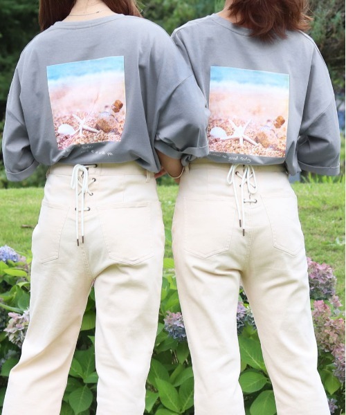 PairPair（ペアペア）の「サマーフォトプリントT（Tシャツ/カットソー・レディース・オフホワイト/ホワイト/モカ/ブルー・FREE）」の4枚目の写真