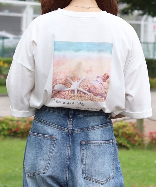 PairPair（ペアペア）の「サマーフォトプリントT（Tシャツ/カットソー・レディース・オフホワイト/ホワイト/モカ/ブルー・FREE）」の7枚目の写真