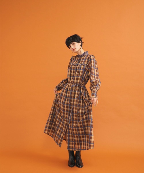COEL（コエル）の「【COEL】 チェックフリルワンピース（シャツ