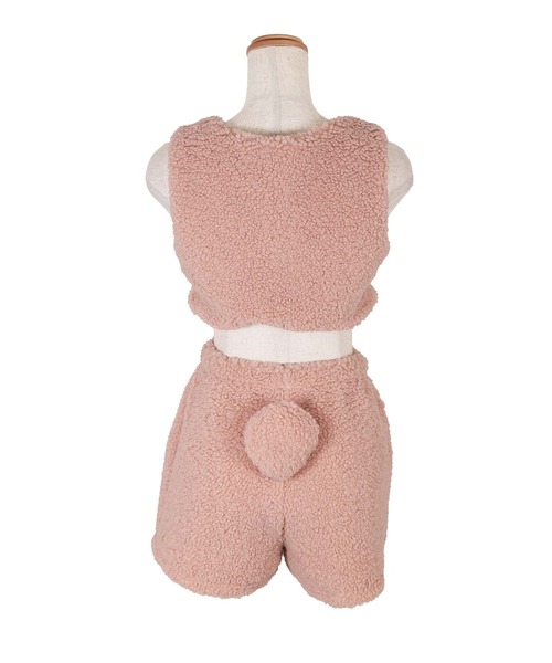 Tika（ティカ）の「コスプレ セクシー アニマル かわいい もこもこ うさぎ ノースリーブ ショートパンツ セットアップ 5点セット（コスチューム/パーティーグッズ・レディース・ベージュ・L/M）」の3枚目の写真