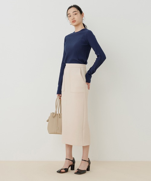 ADAM ET ROPE'(アダムエロペ)の「【アウトレット店舗・WEB限定】ダンボールニットポケットスカート(スカート・レディース・ブラック/グレー系その他/ブラウン系その他2・36/38)」の6枚目の写真