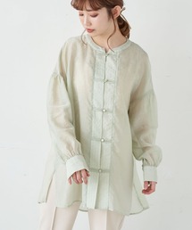 earth music&ecology | 【WEB限定】チャイナ風シアーチュニックシャツ ＊(シャツ/ブラウス)