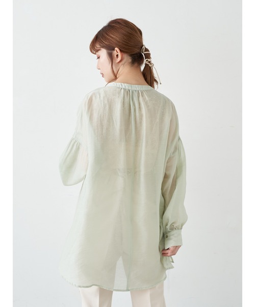 earth music&ecology（アースミュージックアンドエコロジー）の「【WEB限定】チャイナ風シアーチュニックシャツ ＊（シャツ/ブラウス・レディース・ネイビー/ブラウン/ミント/ライラック/ライトベージュ・FREE）」の18枚目の写真