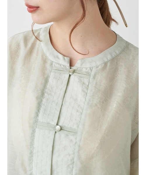 earth music&ecology（アースミュージックアンドエコロジー）の「【WEB限定】チャイナ風シアーチュニックシャツ ＊（シャツ/ブラウス・レディース・ネイビー/ブラウン/ミント/ライラック/ライトベージュ・FREE）」の16枚目の写真