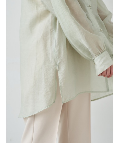 earth music&ecology（アースミュージックアンドエコロジー）の「【WEB限定】チャイナ風シアーチュニックシャツ ＊（シャツ/ブラウス・レディース・ネイビー/ブラウン/ミント/ライラック/ライトベージュ・FREE）」の12枚目の写真