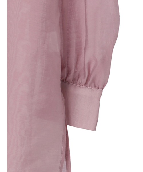 earth music&ecology（アースミュージックアンドエコロジー）の「【WEB限定】チャイナ風シアーチュニックシャツ ＊（シャツ/ブラウス・レディース・ネイビー/ブラウン/ミント/ライラック/ライトベージュ・FREE）」の9枚目の写真