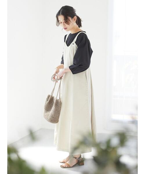 Sugar spoon（シュガースプーン）の「・SUGAR SPOON ツイルフレアジャンスカ＊（ジャンパースカート・レディース・ブラック/アイボリー/ライトカーキ・FREE）」の4枚目の写真