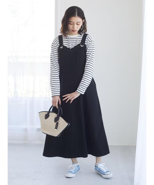 Sugar spoon（シュガースプーン）の「・SUGAR SPOON ツイルフレアジャンスカ＊（ジャンパースカート・レディース・ブラック/アイボリー/ライトカーキ・FREE）」の5枚目の写真