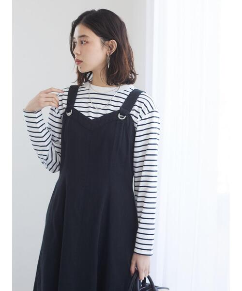 Sugar spoon（シュガースプーン）の「・SUGAR SPOON ツイルフレアジャンスカ＊（ジャンパースカート・レディース・ブラック/アイボリー/ライトカーキ・FREE）」の9枚目の写真