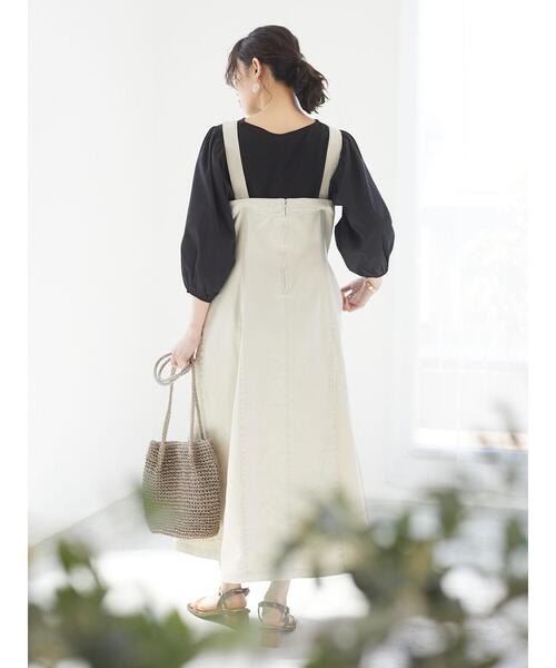 Sugar spoon（シュガースプーン）の「・SUGAR SPOON ツイルフレアジャンスカ＊（ジャンパースカート・レディース・ブラック/アイボリー/ライトカーキ・FREE）」の10枚目の写真