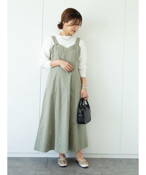 Sugar spoon（シュガースプーン）の「・SUGAR SPOON ツイルフレアジャンスカ＊（ジャンパースカート・レディース・ブラック/アイボリー/ライトカーキ・FREE）」の15枚目の写真