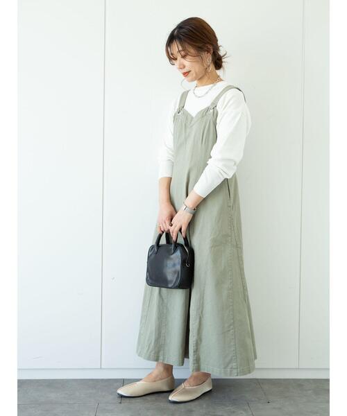 Sugar spoon（シュガースプーン）の「・SUGAR SPOON ツイルフレアジャンスカ＊（ジャンパースカート・レディース・ブラック/アイボリー/ライトカーキ・FREE）」の16枚目の写真