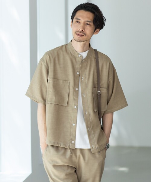 THE SHOP TK （ザ ショップ ティーケー ）の「◆リネンライクバンドカラーシャツ（シャツ/ブラウス・メンズ・チャコールグレー/ネイビー/ベージュ・02/04/03）」の3枚目の写真