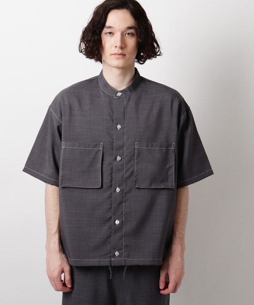 THE SHOP TK （ザ ショップ ティーケー ）の「◆リネンライクバンドカラーシャツ（シャツ/ブラウス・メンズ・チャコールグレー/ネイビー/ベージュ・02/04/03）」の7枚目の写真