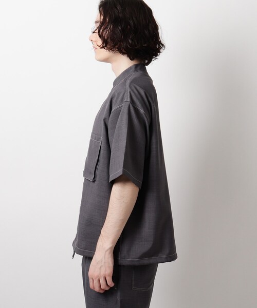 THE SHOP TK （ザ ショップ ティーケー ）の「◆リネンライクバンドカラーシャツ（シャツ/ブラウス・メンズ・チャコールグレー/ネイビー/ベージュ・02/04/03）」の9枚目の写真