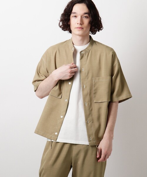 THE SHOP TK （ザ ショップ ティーケー ）の「◆リネンライクバンドカラーシャツ（シャツ/ブラウス・メンズ・チャコールグレー/ネイビー/ベージュ・02/04/03）」の14枚目の写真