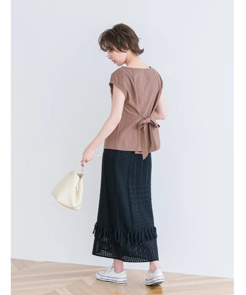 fifth（フィフス）の「クロシェ編みサマーニットスカート（スカート・レディース・グレイッシュベージュ/ブラック・MEDIUM）」の19枚目の写真