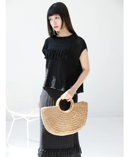 fifth（フィフス）の「クロシェ編みサマーニットスカート（スカート・レディース・グレイッシュベージュ/ブラック・MEDIUM）」の16枚目の写真