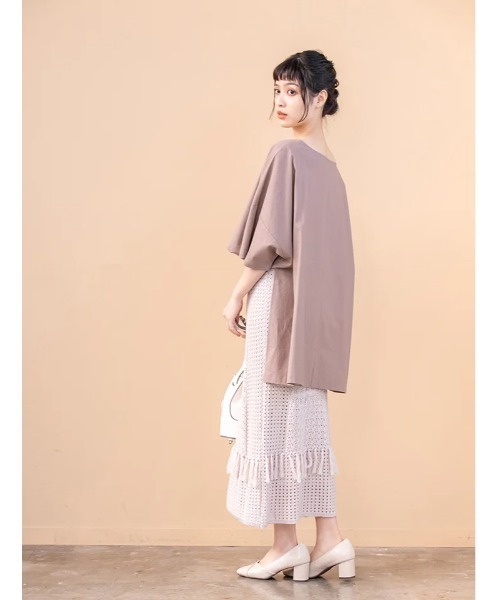 fifth（フィフス）の「クロシェ編みサマーニットスカート（スカート・レディース・グレイッシュベージュ/ブラック・MEDIUM）」の3枚目の写真