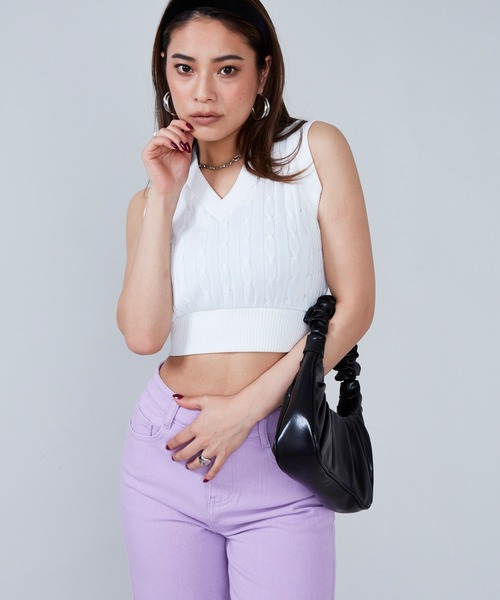 SHAGGIE（シャギー）の「ギャザーワンハンドルバッグ（ハンドバッグ・レディース・ホワイト/ブラック/イエロー/ブルー・FREE）」の5枚目の写真