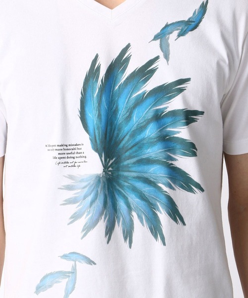 HIDEAWAYS NICOLE(ハイダウェイニコル)の「フェザープリントTシャツ(Tシャツ/カットソー・メンズ・ブラック/その他1/ホワイト/ラベンダー・X-LARGE/LARGE/MEDIUM)」の13枚目の写真