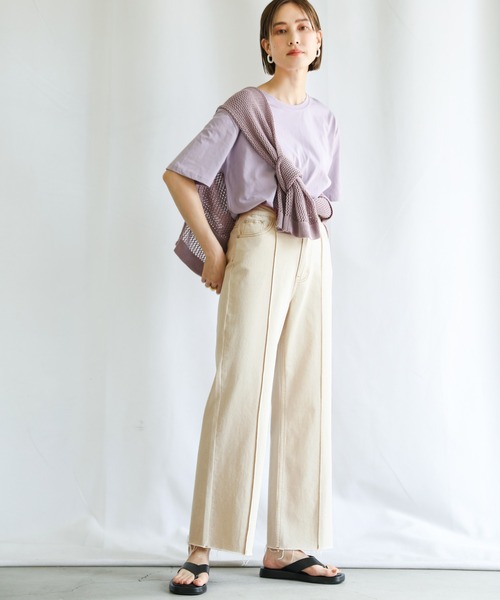 select MOCA（セレクトモカ）の「2021 SS センターラインピンタックカットオフデニムパンツ（デニムパンツ・レディース・ブラック/インディゴブルー/アイボリー・SMALL/MEDIUM/LARGE）」の22枚目の写真