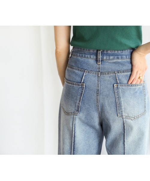 select MOCA（セレクトモカ）の「2021 SS センターラインピンタックカットオフデニムパンツ（デニムパンツ・レディース・ブラック/インディゴブルー/アイボリー・SMALL/MEDIUM/LARGE）」の7枚目の写真