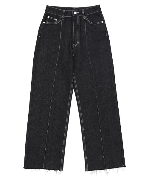 select MOCA（セレクトモカ）の「2021 SS センターラインピンタックカットオフデニムパンツ（デニムパンツ・レディース・ブラック/インディゴブルー/アイボリー・SMALL/MEDIUM/LARGE）」の16枚目の写真