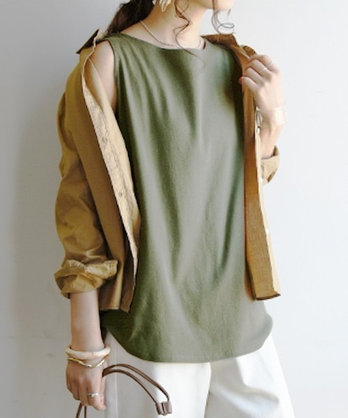 and it_（アンドイット）の「ブラ紐隠しインナータンクトップ（タンクトップ・レディース・杢グレー/ブラック/ブルー/オフホワイト/ライトカーキ/ライトブラウン/ダークブラウン/ネイビー/チャコールグレー・M/L/LL）」の7枚目の写真