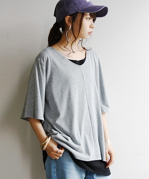 and it_（アンドイット）の「ブラ紐隠しインナータンクトップ（タンクトップ・レディース・杢グレー/ブラック/ブルー/オフホワイト/ライトカーキ/ライトブラウン/ダークブラウン/ネイビー/チャコールグレー・M/L/LL）」の19枚目の写真