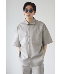CREARE -LINO- | 【2021春夏】PUレザー両胸ポケットオーバーシャツ<セットアップ可>(Tシャツ/カットソー)
