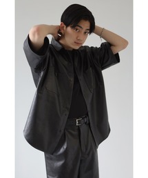 CREARE -LINO- | 【2021春夏】PUレザー両胸ポケットオーバーシャツ<セットアップ可>(Tシャツ/カットソー)