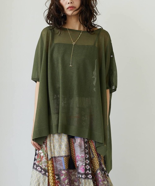 FLEUR DE KALINA（フレールドゥカリーナ）の「【FLEUR DE KALINA/ﾌﾚｰﾙ ﾄﾞｩ ｶﾘｰﾅ】ｼｱｰｽｸｴｱ2WAYﾌﾟﾙｵｰﾊﾞｰ（ニット/セーター・レディース・ベージュ/カーキ/グレー/ダークグレー・FREE）」の4枚目の写真