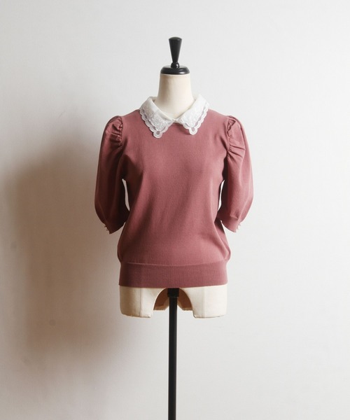 取り外し可能な刺繍入り襟付き袖口パール装飾パワーショルダーニットプルオーバー 楽天市場】取り外し可能な刺繍入り襟付き袖口パール装飾パワー