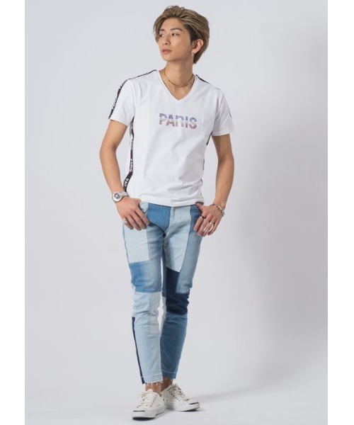 EVOLUTION（エボリューション）の「【EVOLUTION】セクシーなラインストンロゴTシャツ（Tシャツ/カットソー・メンズ・オフホワイト/ブラック・MEDIUM/LARGE/X-LARGE）」の13枚目の写真