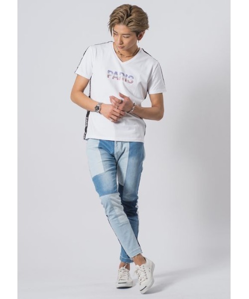 EVOLUTION（エボリューション）の「【EVOLUTION】セクシーなラインストンロゴTシャツ（Tシャツ/カットソー・メンズ・オフホワイト/ブラック・MEDIUM/LARGE/X-LARGE）」の17枚目の写真