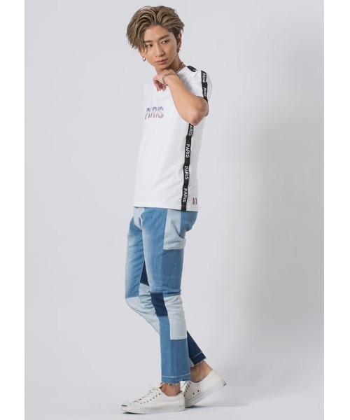 EVOLUTION（エボリューション）の「【EVOLUTION】セクシーなラインストンロゴTシャツ（Tシャツ/カットソー・メンズ・オフホワイト/ブラック・MEDIUM/LARGE/X-LARGE）」の9枚目の写真