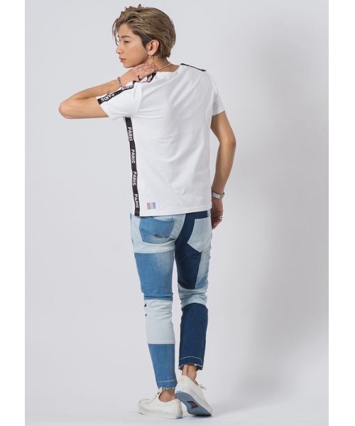 EVOLUTION（エボリューション）の「【EVOLUTION】セクシーなラインストンロゴTシャツ（Tシャツ/カットソー・メンズ・オフホワイト/ブラック・MEDIUM/LARGE/X-LARGE）」の11枚目の写真