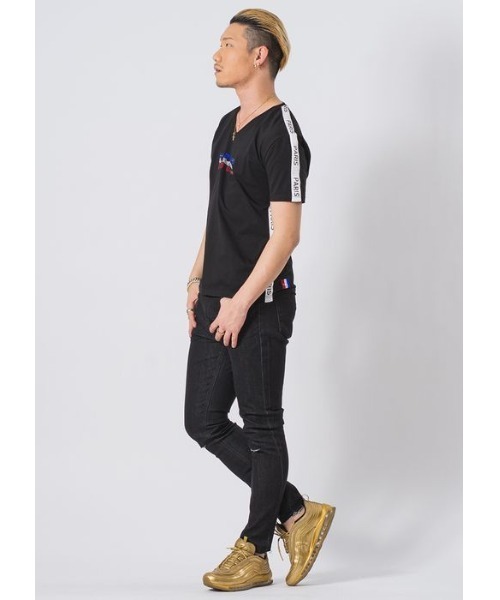 EVOLUTION（エボリューション）の「【EVOLUTION】セクシーなラインストンロゴTシャツ（Tシャツ/カットソー・メンズ・オフホワイト/ブラック・MEDIUM/LARGE/X-LARGE）」の14枚目の写真