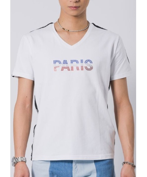 EVOLUTION（エボリューション）の「【EVOLUTION】セクシーなラインストンロゴTシャツ（Tシャツ/カットソー・メンズ・オフホワイト/ブラック・MEDIUM/LARGE/X-LARGE）」の16枚目の写真