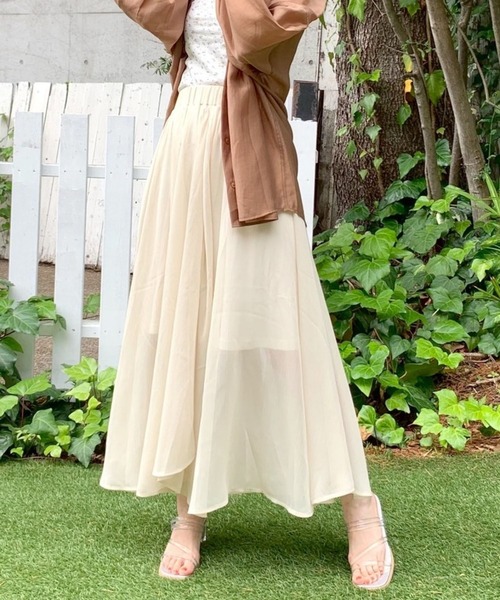 Heather（ヘザー）の「Heather mini ロングスカート 956568（スカート・レディース・アイボリー/ブルー・FREE）」の5枚目の写真