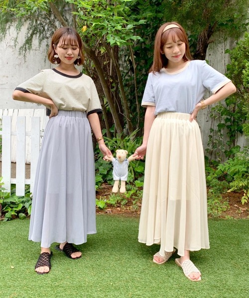 Heather（ヘザー）の「Heather mini ロングスカート 956568（スカート・レディース・アイボリー/ブルー・FREE）」の7枚目の写真