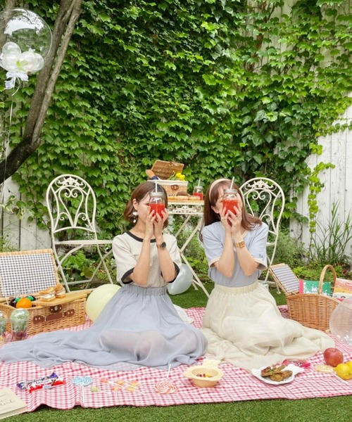 Heather（ヘザー）の「Heather mini ロングスカート 956568（スカート・レディース・アイボリー/ブルー・FREE）」の8枚目の写真