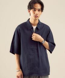 green label relaxing | CM キュプラ コットン リネン ジップ 半袖 シャツ ブルゾン(シャツ/ブラウス)