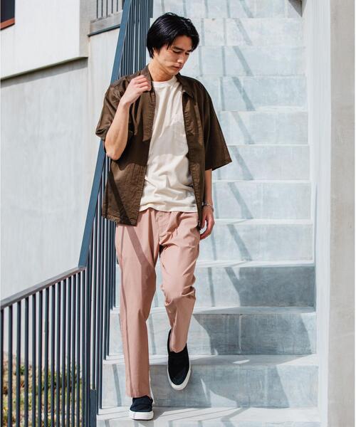 green label relaxing（グリーンレーベルリラクシング）の「OLT CM キュプラ コットン リネン ジップ 半袖 シャツ ブルゾン（シャツ/ブラウス・メンズ・オリーブ/ネイビー/ダークブラウン・MEDIUM/SMALL/LARGE）」の4枚目の写真