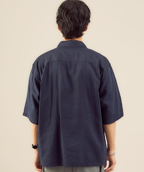 green label relaxing（グリーンレーベルリラクシング）の「OLT CM キュプラ コットン リネン ジップ 半袖 シャツ ブルゾン（シャツ/ブラウス・メンズ・オリーブ/ネイビー/ダークブラウン・MEDIUM/SMALL/LARGE）」の7枚目の写真