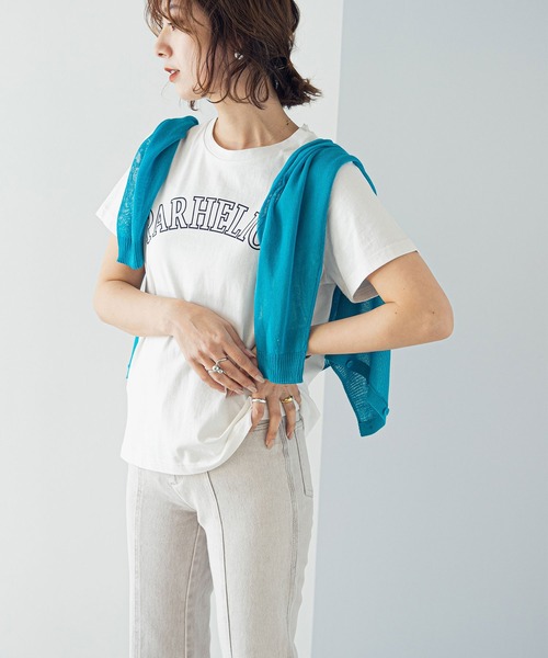 rectangle(レクタングル)の「カレッジプリントTシャツ(Tシャツ/カットソー・レディース・ベージュ/ホワイト×レッド/ホワイト×ネイビー/スミクロ・FREE)」の6枚目の写真